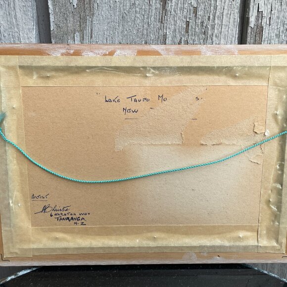 Lake Taupo New Zealand Fisherman Lake Mountains Original Oil Canvas A Christe - Picture 8 of 8